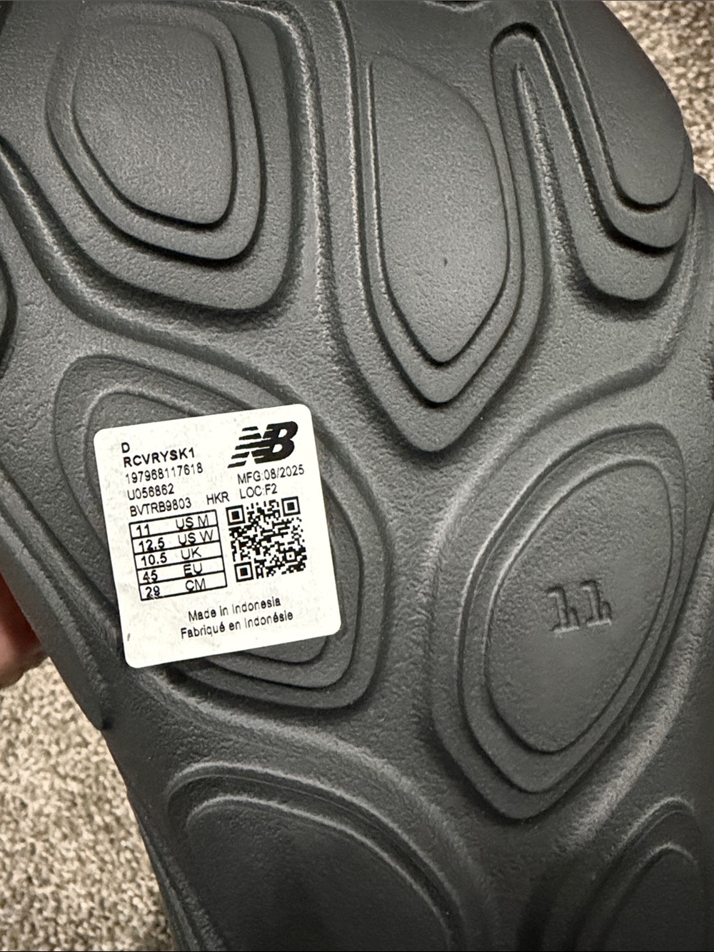 New Balance Black Slip-On Shower Slides with Yellow Insole Accents - Picture 4 of 4